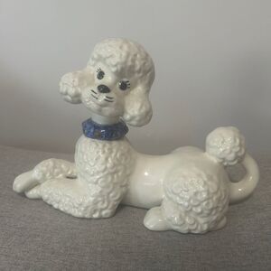 Adorable Curly Poodle Statue white